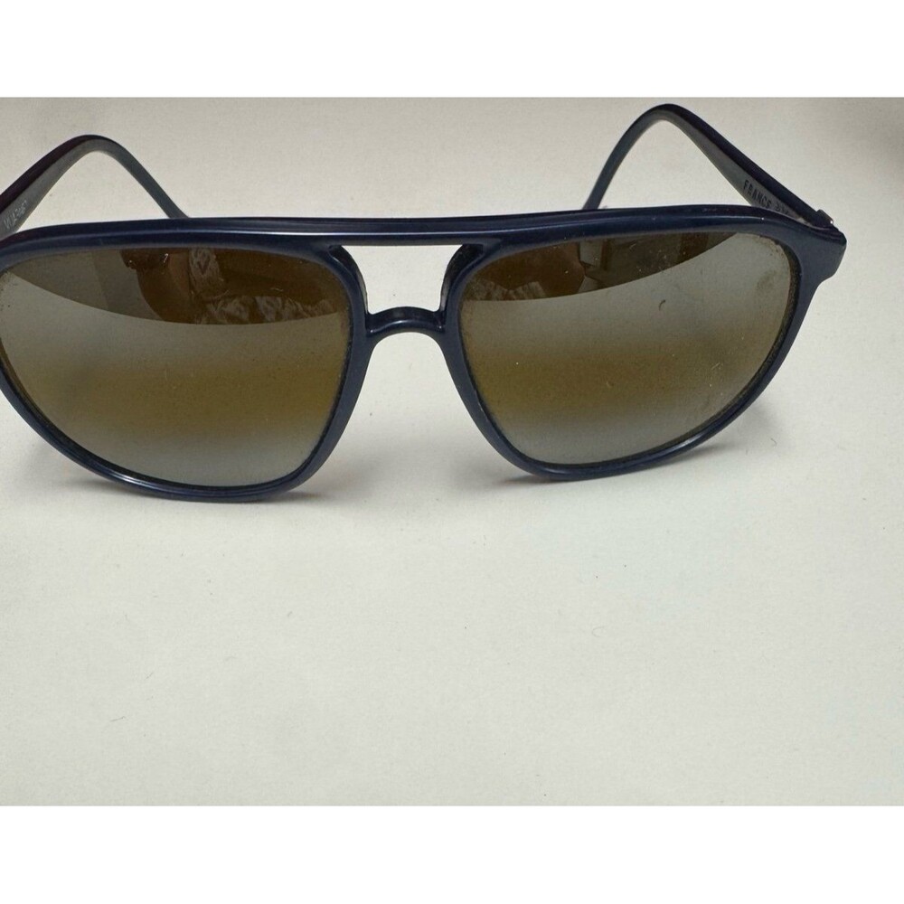 Rare Vintage 80s Vuarnet 017 Blue Aviator Pilot Sunglasses Brown Mineral Lens